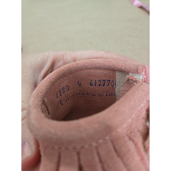 Suede Pink Moccasin Fringe Ankle Boots, Toddler Girl's First Walking Booties 4 - Picture 8 of 9